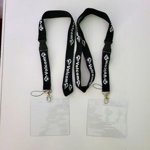 2 Volcom Black One Size Lanyards & Vaccine Card Holders
